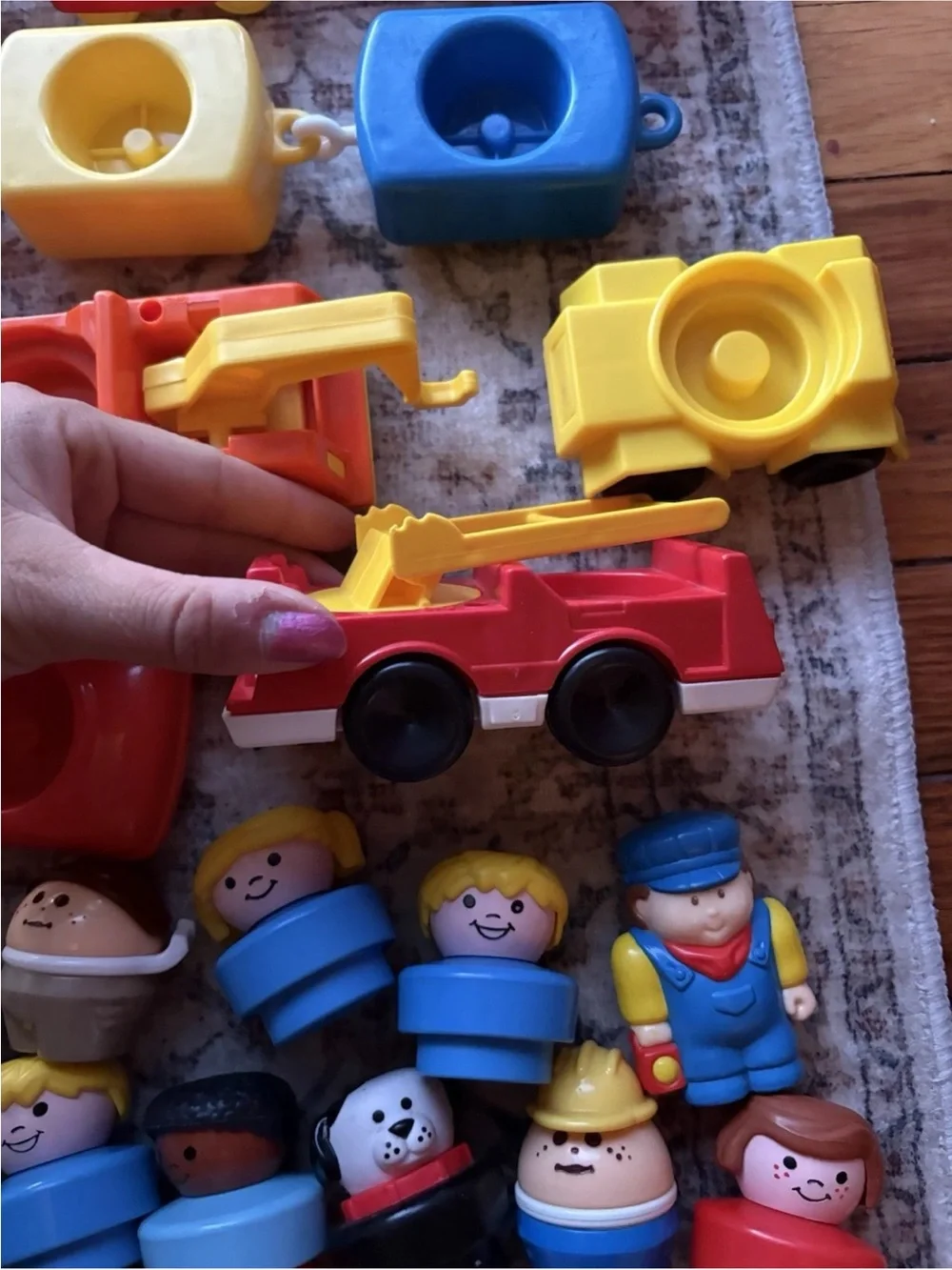 Vintage Little Tikes Play Toys Set Helicopter, Gas Truck, Trains, Tow Trucks